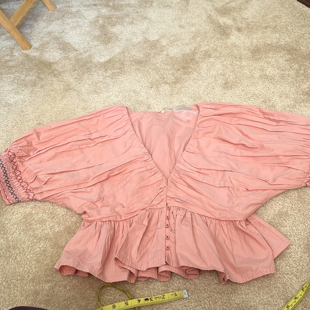 NWOT Free People Where We Meet Smocked Blouse Top Size L. NWOT - Picture 3 of 10